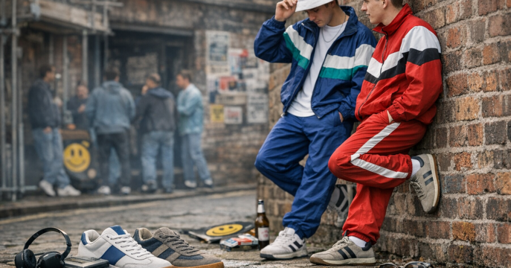 early 90s Madchester tracksuit look