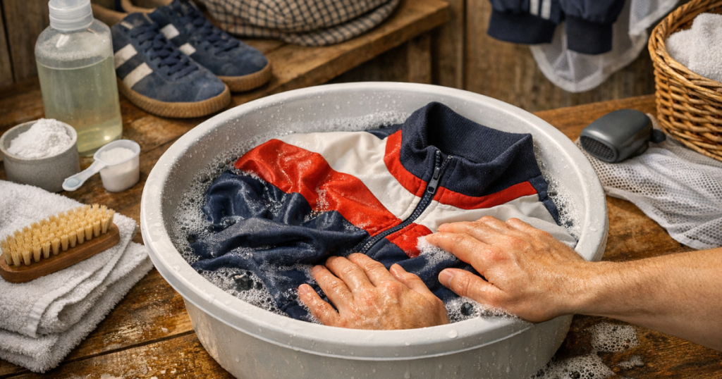 wash a vintage track top
