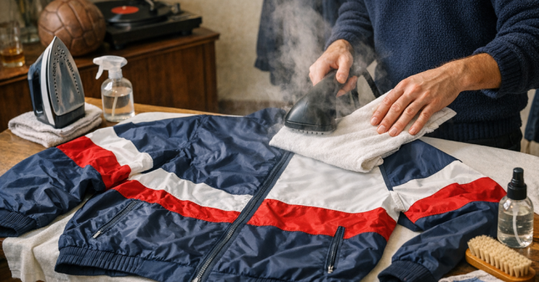 remove creases from a nylon track jacket